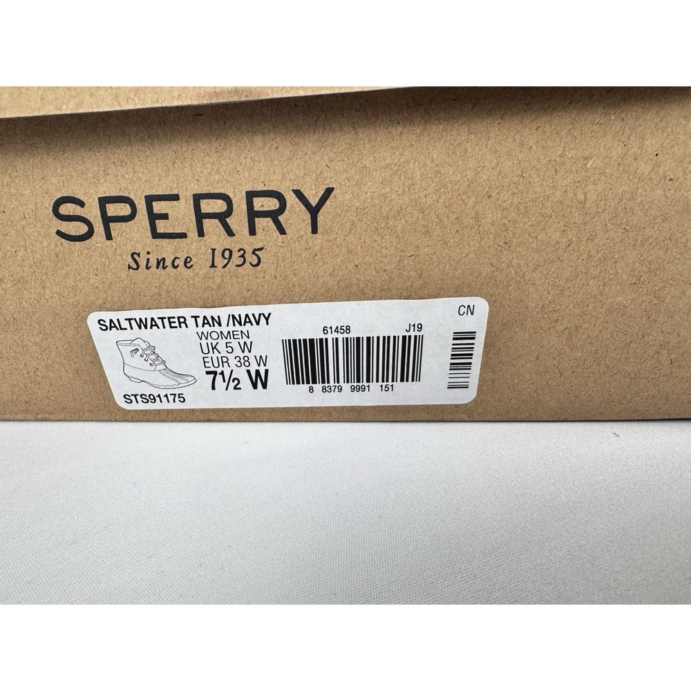 Sperry Top Sider Saltwater Duck Boots Rubber Leather Glossy Navy Blue NWB 7.5 W - Picture 8 of 8